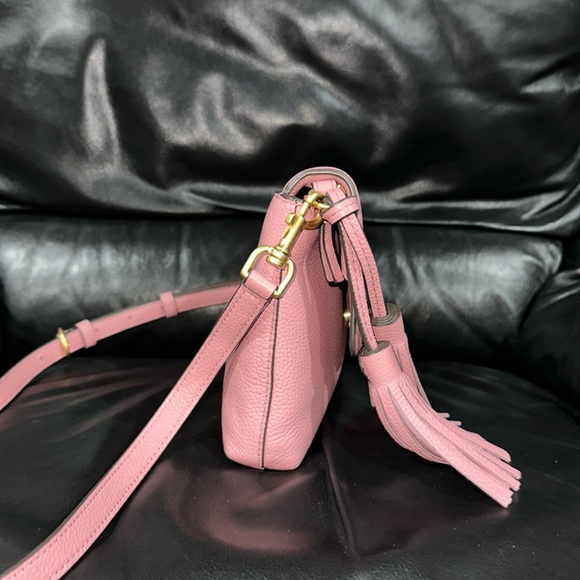 🔥🔥🔥Tory Burch Pink Leather McGraw Crossbody Bag With Tassel - Picture 8 of 14